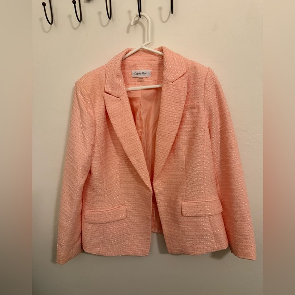 Calvin Klein Pink Tweed Tailored Blazer - Picture 5 of 9